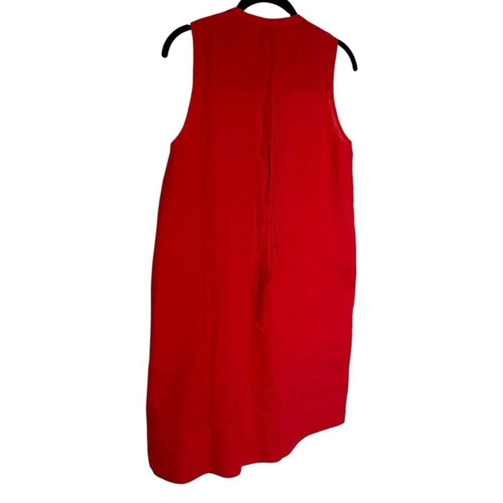 Quince European Linen Sleeveless Swing Dress Size Medium Color Chile Red Pockets - Picture 3 of 5